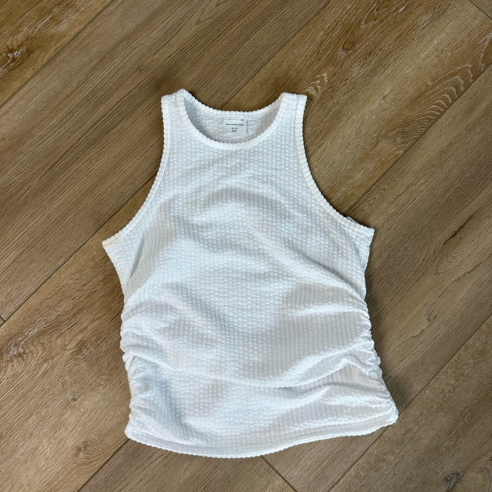 White Textured Sleeveless Top